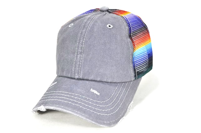 029-PIGMENT CAP WITH SERAPE PRINTED MESH VELCRO(GREY)